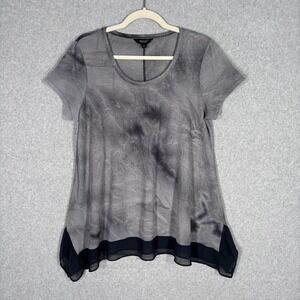 Babydoll Top Medium Boho Abstract Chiffon Trim Flowy Lagenlook Fairy Grunge Y2K